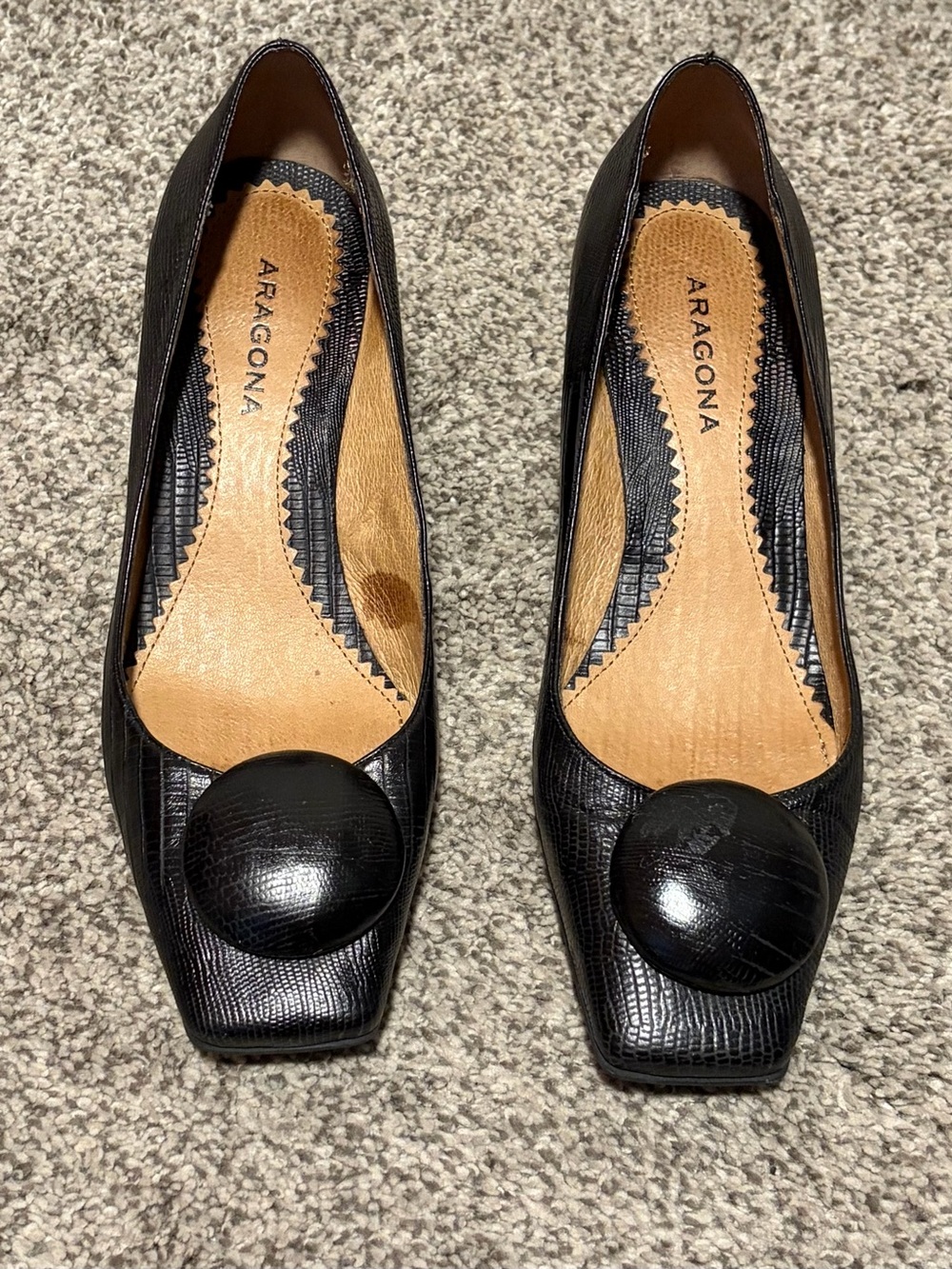 Vintage Aragona Black Snakeskin Effect Heels